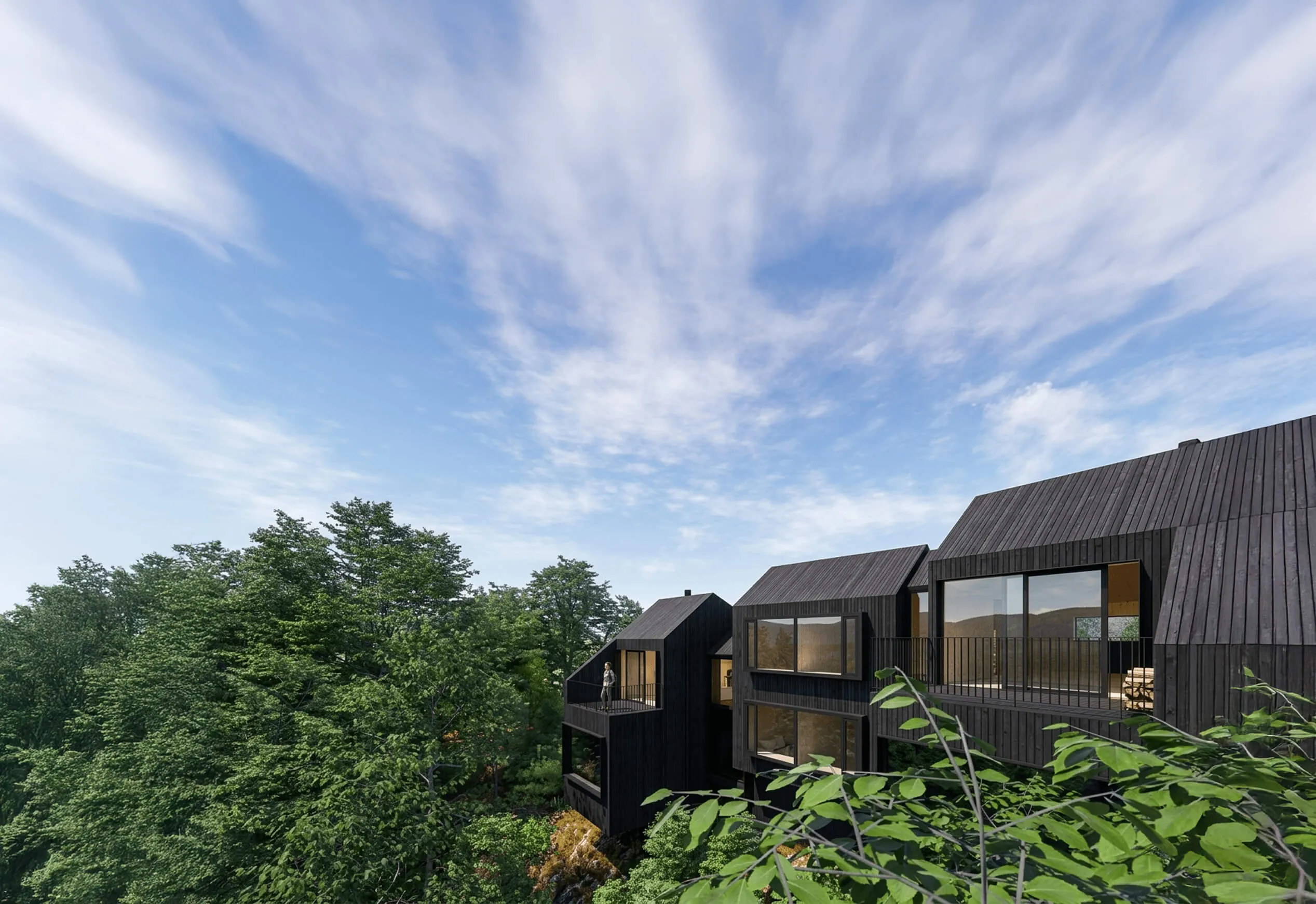 Monte Cora forest retreat aerial view