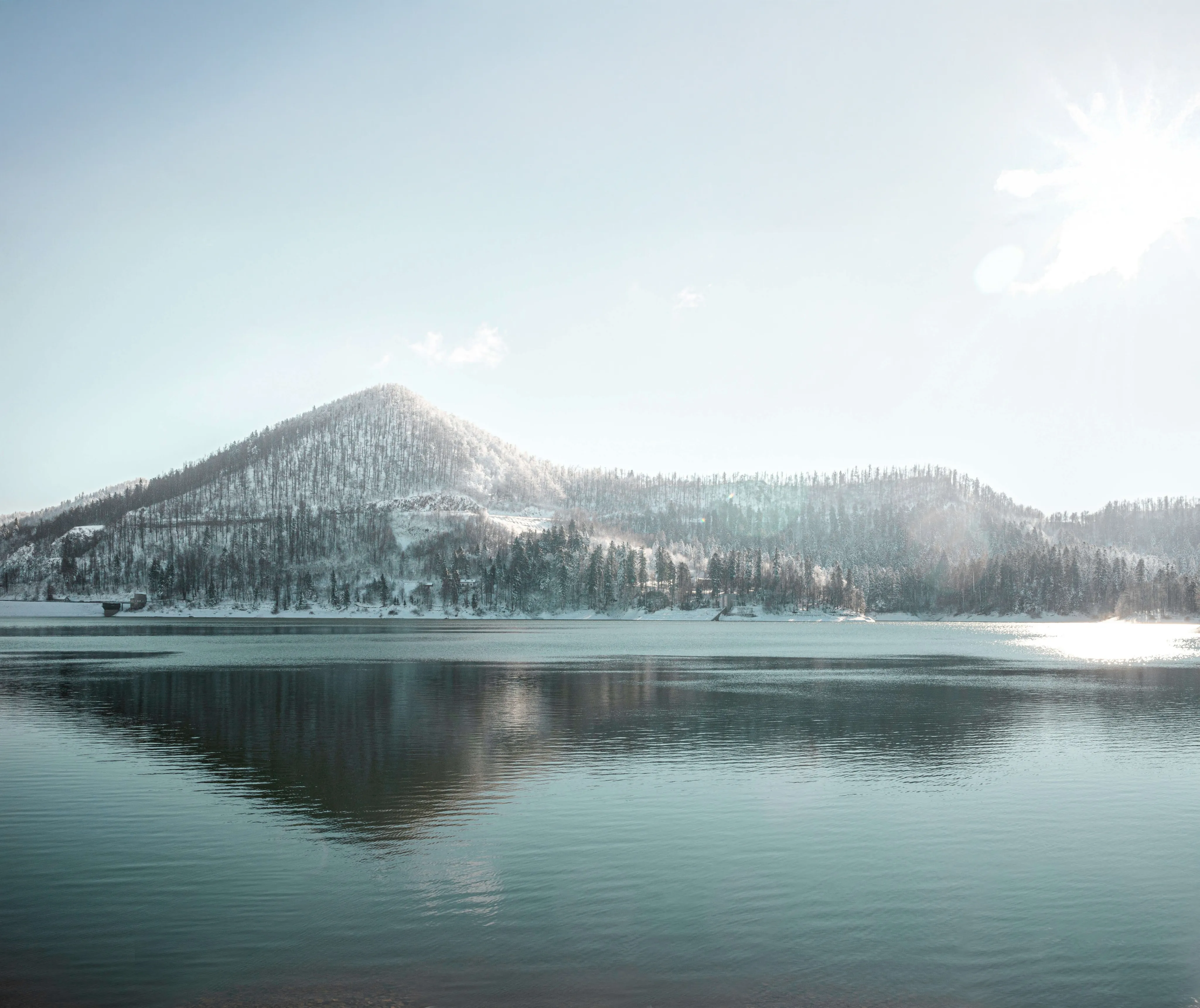 Fužine lake winter landscape